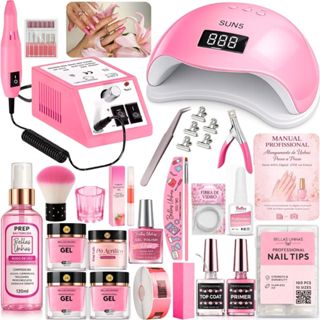 Kit Alongamento Unha Gel Profissional + Lixadeira Mercedes e Cabine Led Uv - Envio Imediato em Oferta na Shopee