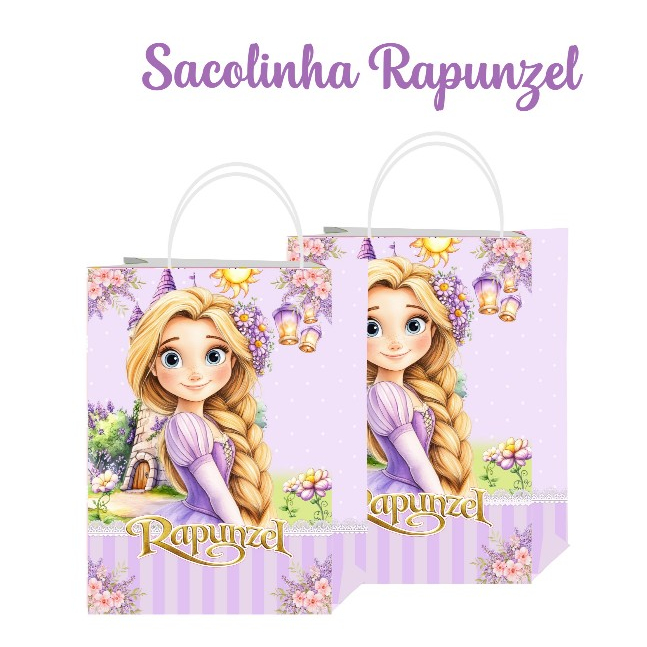 Sacolinha Personalizada Rapunzel Lembrancinha Festa Infantil Feminina Decoração Enrolados Aniversário Princesa