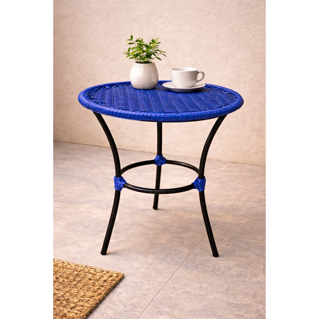 Mesa de Centro Fibra Sintética Varanda Jardim Resistente UV Piscina Redonda