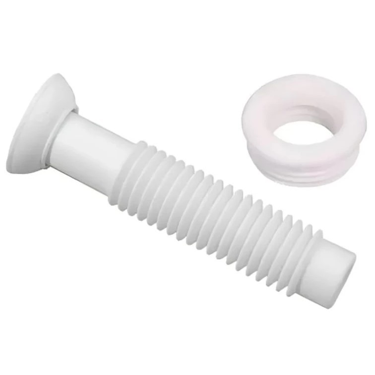 Tubo de Ligação Sanfonado Branco com Espude e Canopla