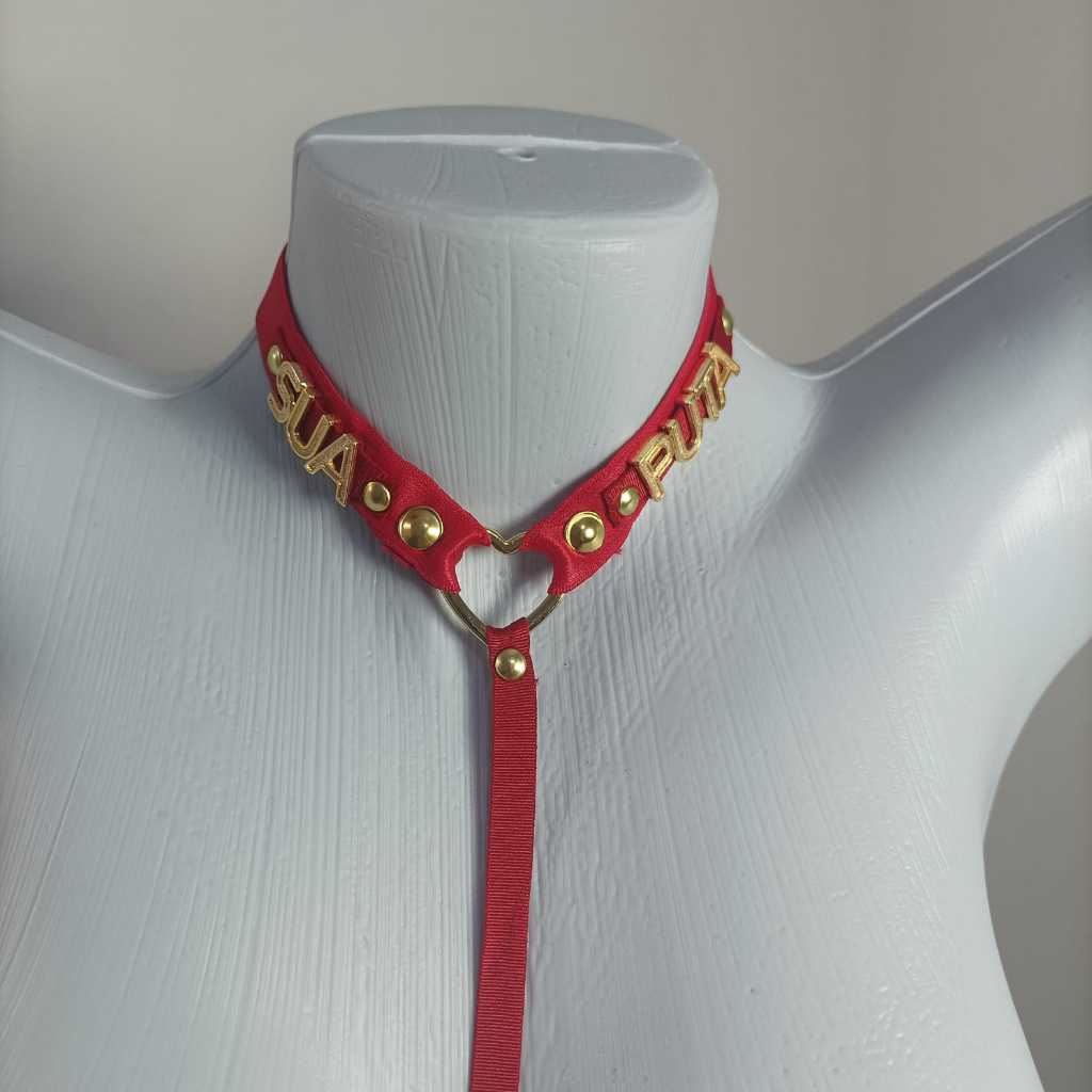 Choker Coleira Personalizado com Letra Dourada
