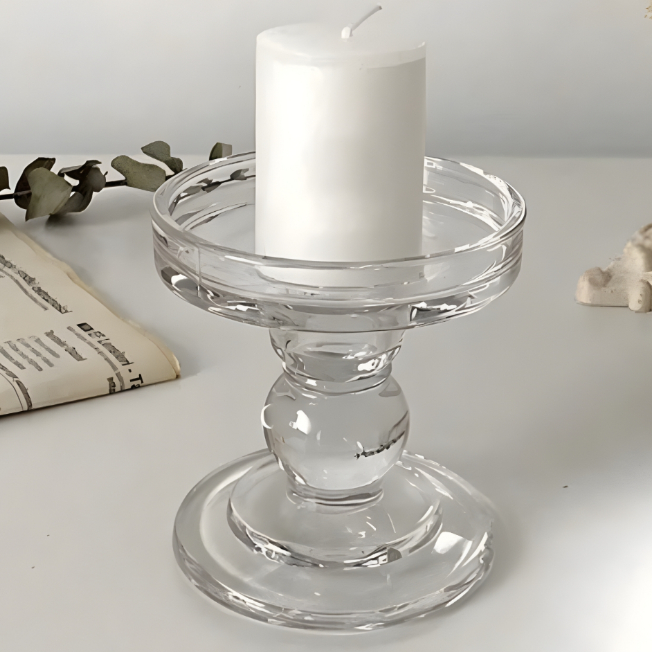 Suporte Porta vela Castiçal de Vidro transparente para decoração de mesa decorativo