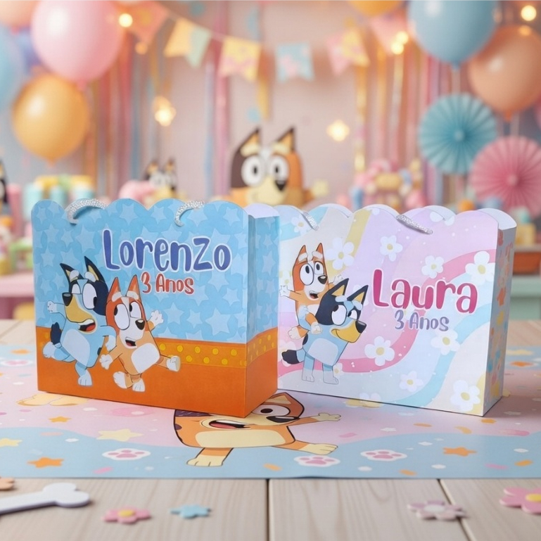 Sacolinha BLUEY Personalizado Sacolinha Lembrancinha Aniversário BLUEY E BINGO E MONTE