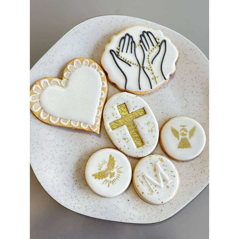 Kit 6 Biscoitos Decorados Religiosos Personalizados | Lembrancinha Primeira Comunhão Batizado Crisma