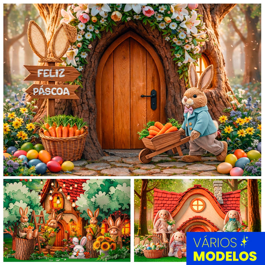 Fundo Fotográfico Gigante Páscoa Painel Para Fotos 3D 3,00x2,00 Mt