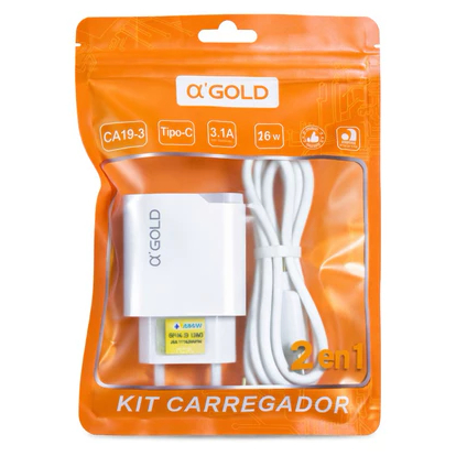 Kit Carregador de Celular Rápido Power Tipo C 3.1A com Cabo 15w CA19-3