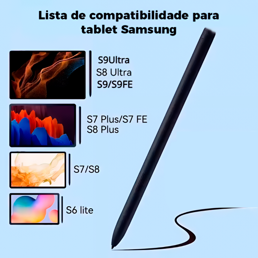 Caneta Premium Pen Touch Tablet Samsung Galaxy Tab S7 S8 S9 FE Lite Plus Ultra Palm Reject - Não Precisa de Bluetooth