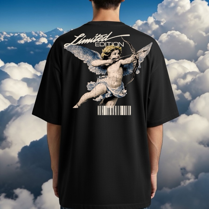 Camiseta Masculina Oversized Angel Edição Limitada Algodão  Streetwear Unissex Blusão Skatista Moda Urbana
