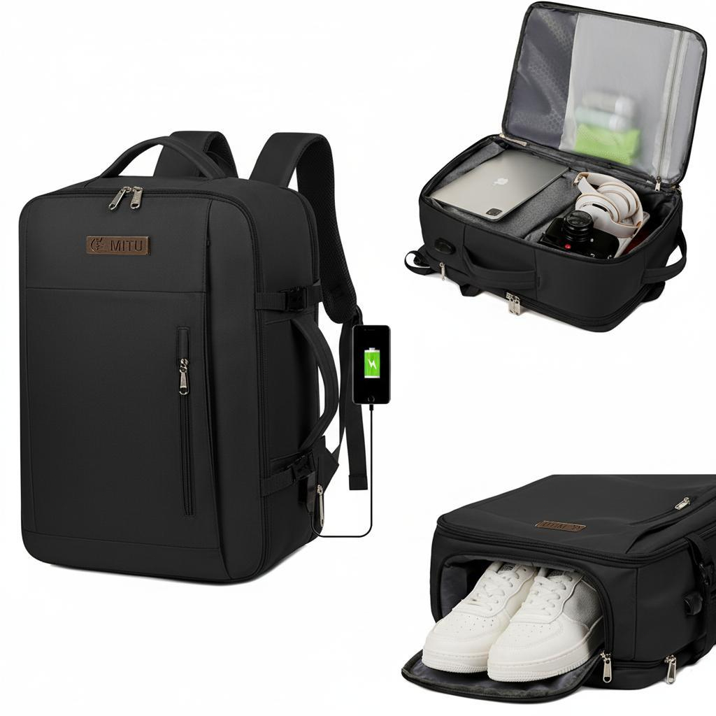 Mochila Executiva Viagem Multifuncional Nylon Grande 15.6" - Expansivel e Compartimento Sapatos,Mala Unissex com USB em Oferta na Shopee