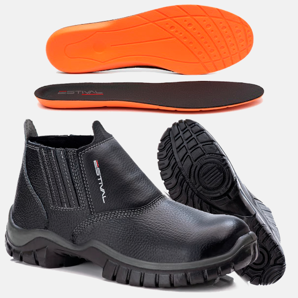 Botina Estival De Segurança Trabalho Bota Em Couro Antiderrapante Profissional CA 44597 com Palmilha PU em Oferta na Shopee