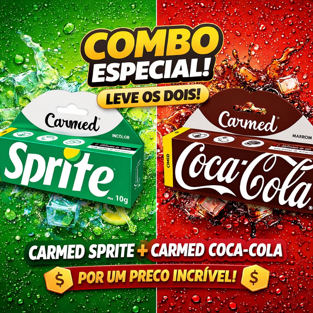 Hidratante Labial Carmed Sprite + Carmed Coca-Cola Marrom