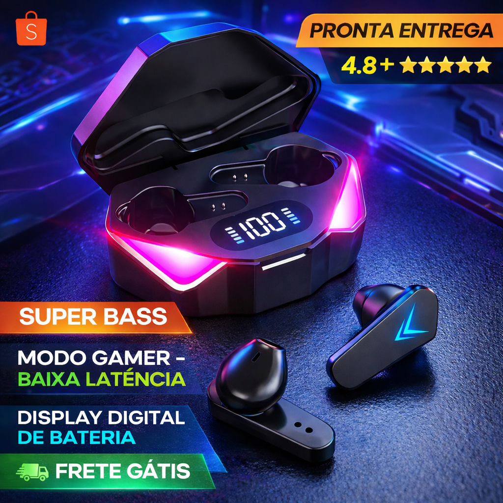 Fones De Ouvido Bluetooth TWS X15 Fone Gamer Estéreo Música Alta Baixa Latência Esport Com Microfone