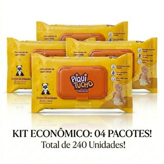 Kit 04 Pacotes de Toalhas Umedecidas PIQUI TUCHO PREMIUM  240 Unid - Promoção Tem mais Variedades em Oferta na Shopee