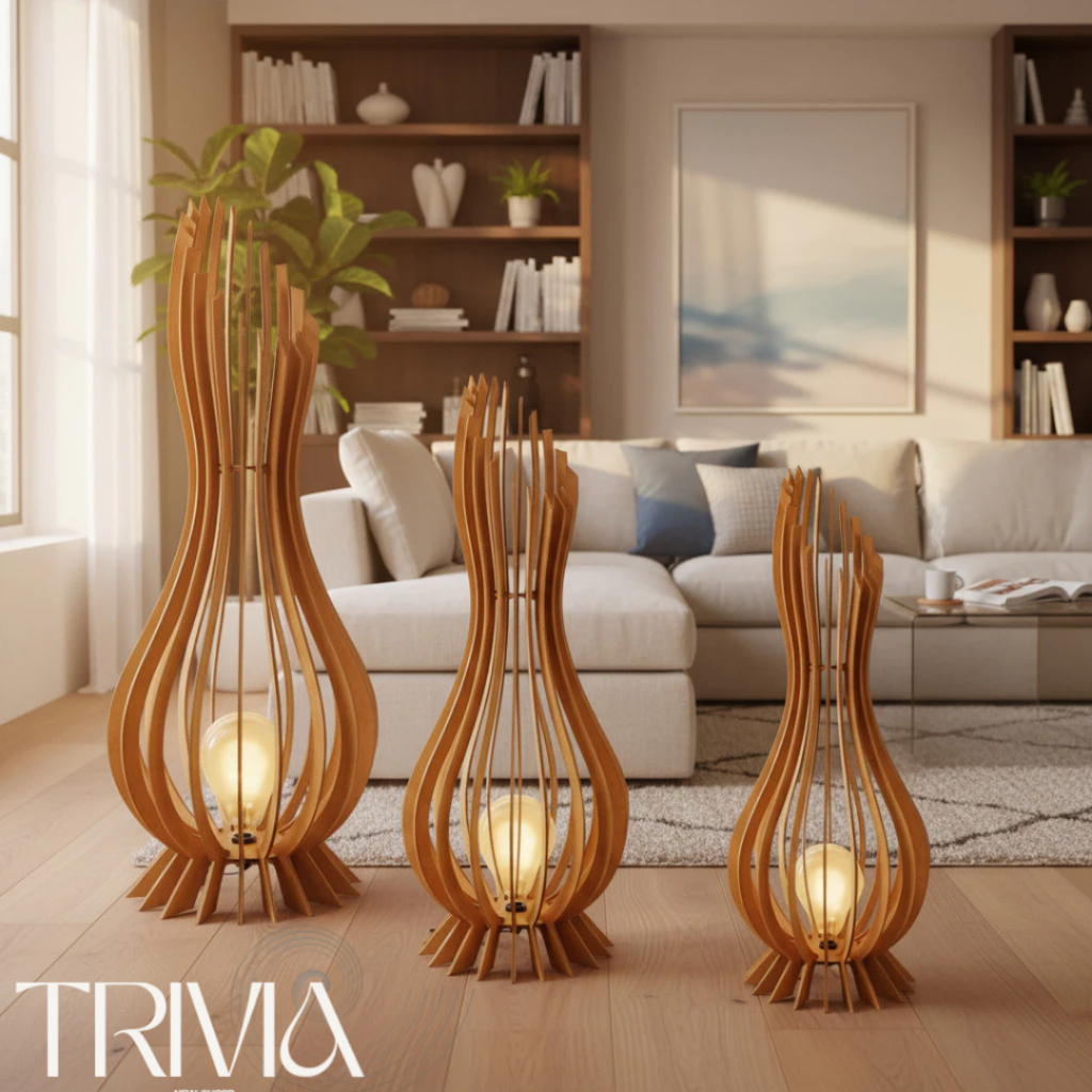 KIT 3 UNIDADES - Abajur Grande de Chão ANA MARIA MDF Luminária - SUPER PROMOÇÃO DE LUMINARIA