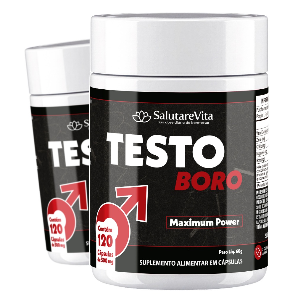 2x Testo Boro power 120caps 500mg Magnesio Zinco Calcio Boro Uso Adulto Suplemento Alimentar