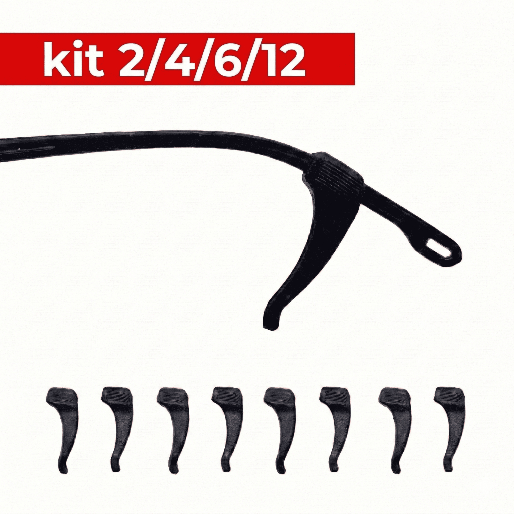 Kit 2/4/6/12 Pares Gancho Oculos Suporte Silicone Prendedor Fixador Orelha Antiderrapante Leitura