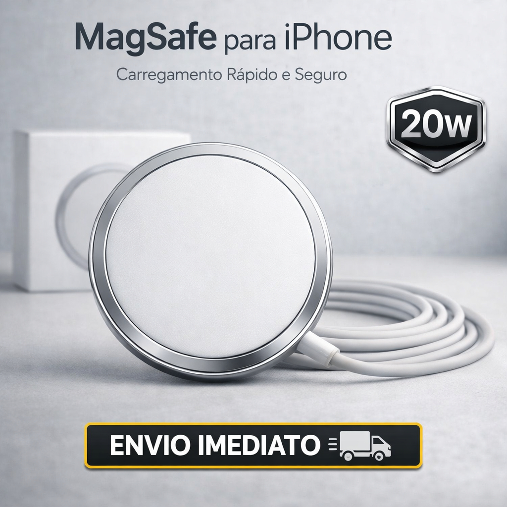 [ORIGINAL] Carregador Magnético MagSafe 20W Turbo p/ iPhone – Rápido e Seguro