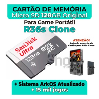 Cartão de Memória P/ R36s Clone +Sistema ArkOS Atualizado +15mil jogos – Envio Imediato em Oferta na Shopee