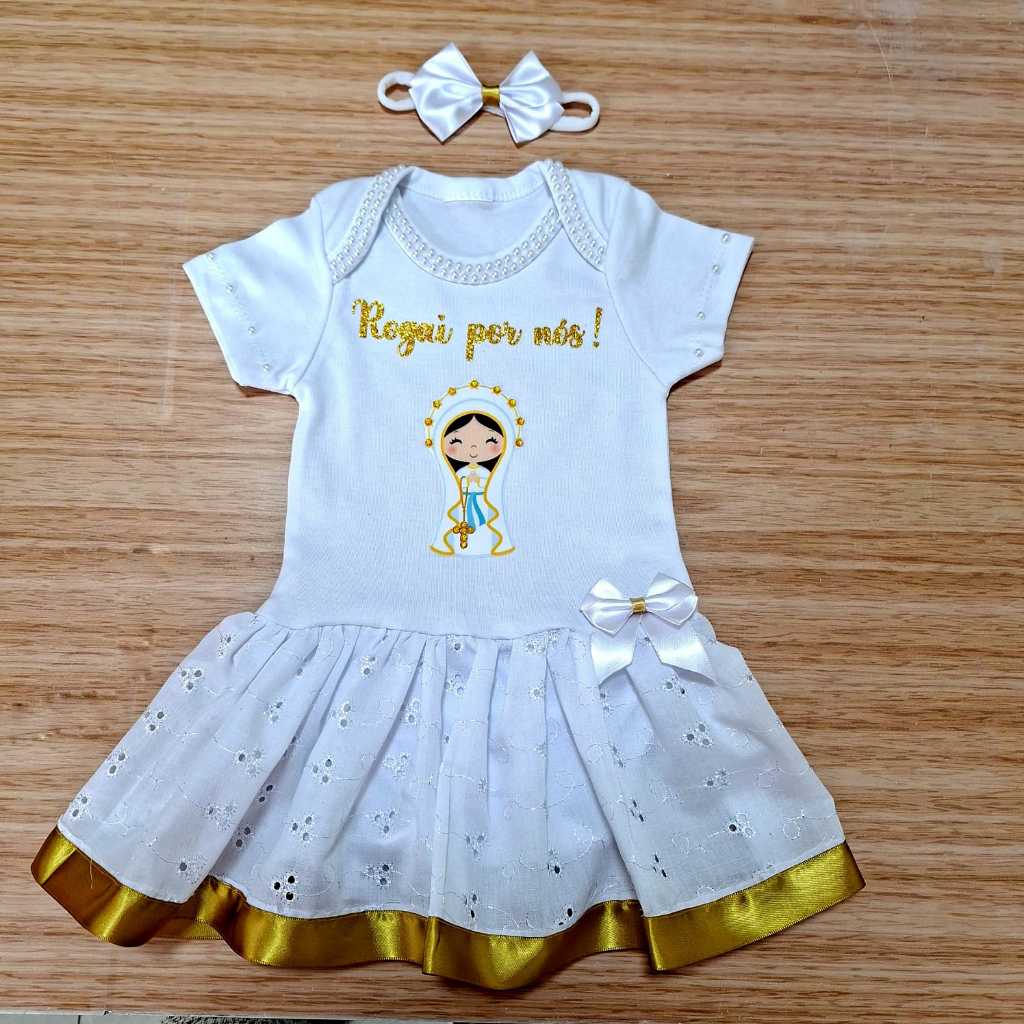 Detalhes do Personalizado Para Bebê De Nossa Senhora Aparecida Das Graças Body Saia Infantil Da Conceição Menina