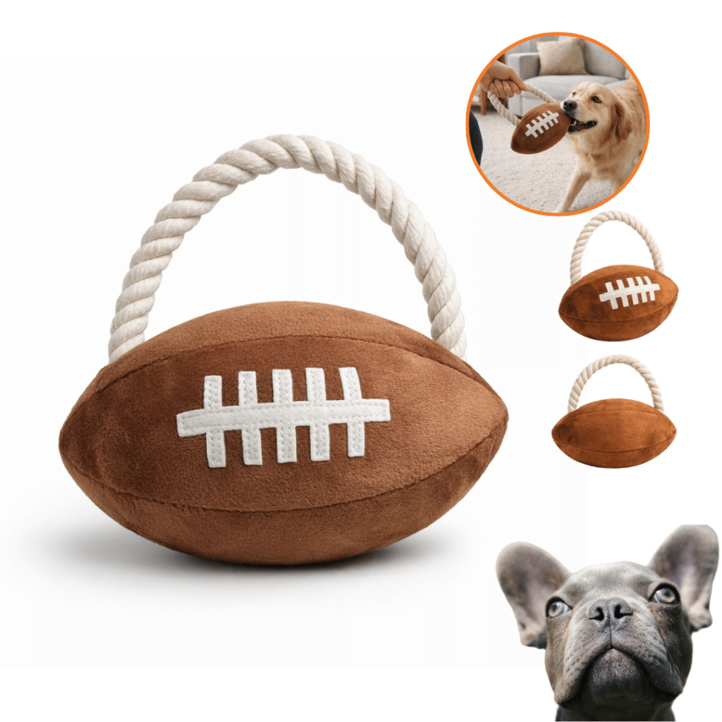 Brinquedo Pelúcia Bola Futebol Americano Com Puxador Para Cachorro 22cm Interativo