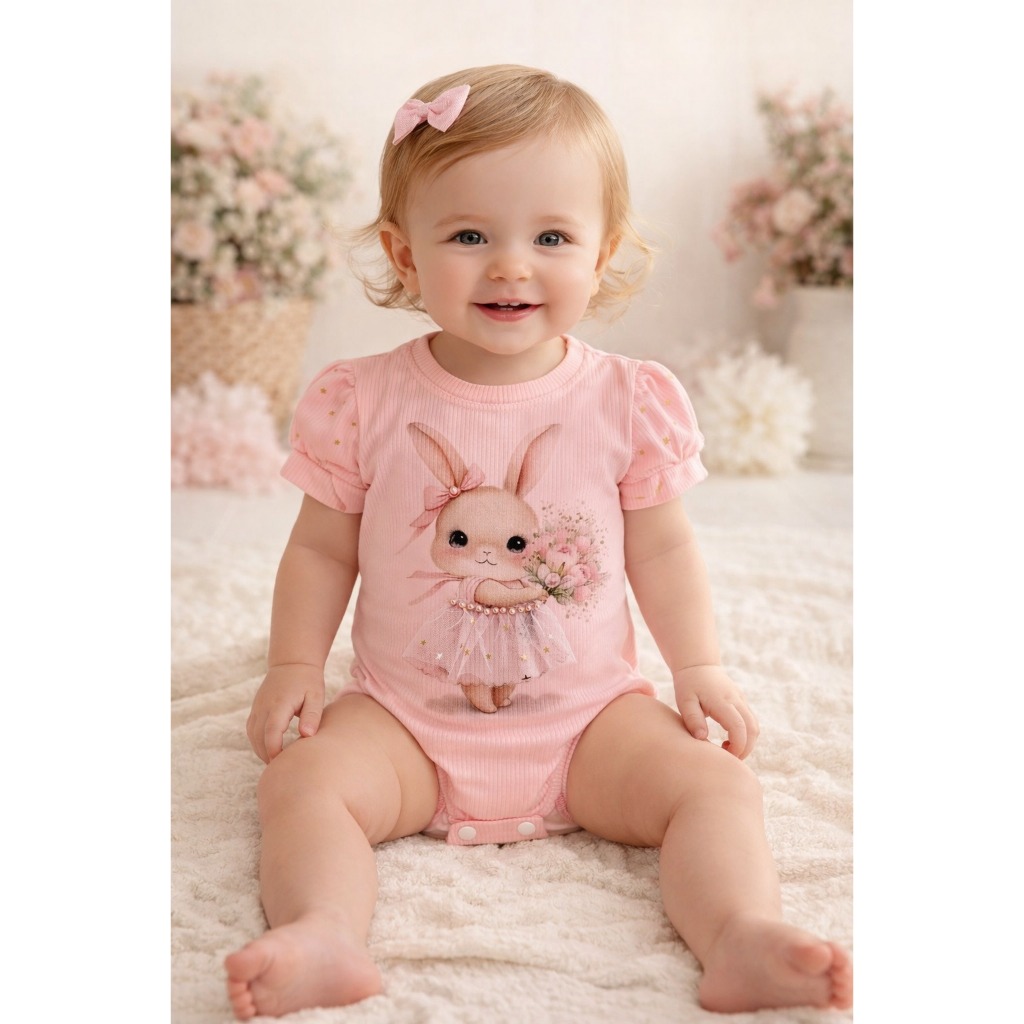 Body Bebê/Infantil  Coelhinha com tule REF:1505 em Oferta na Shopee
