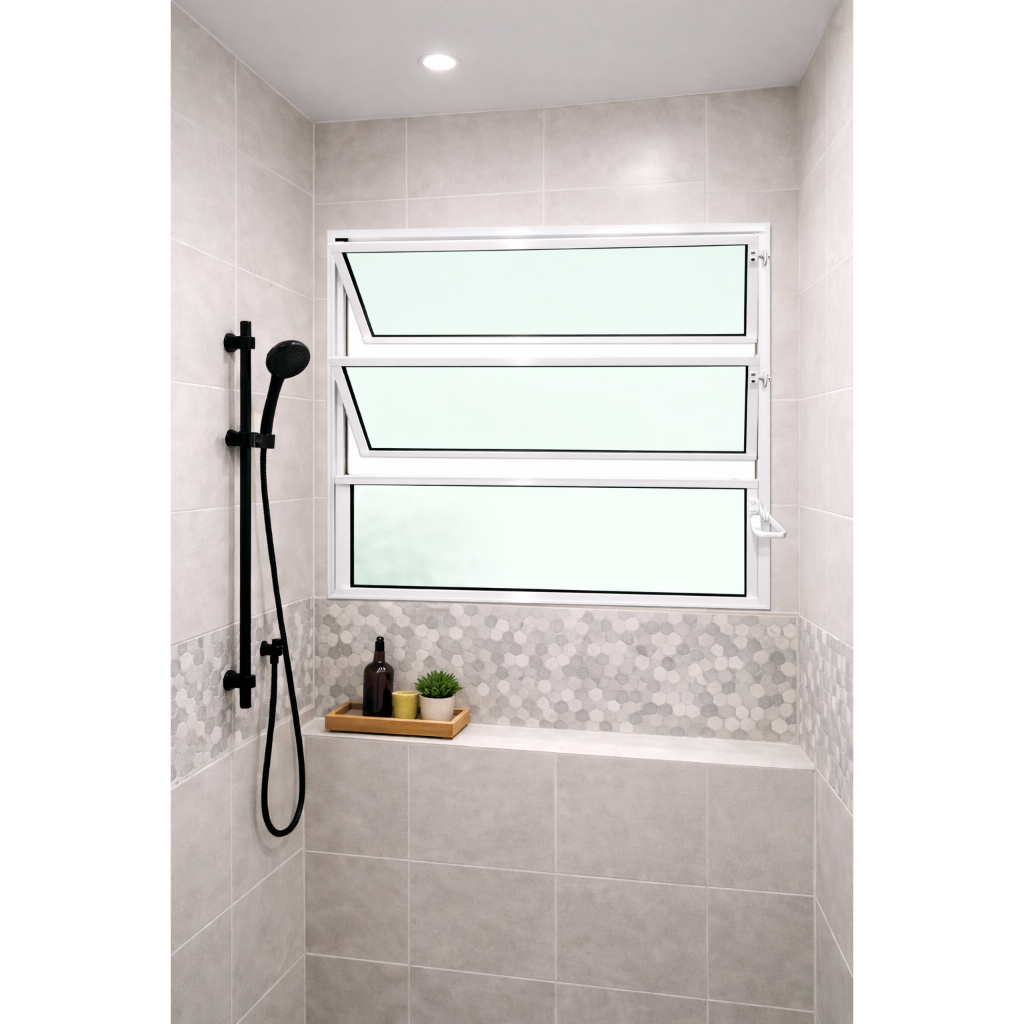 Vitro Basculante 60 x 100 Alumínio Branco Vidro Liso