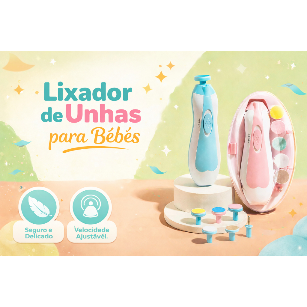 Lixa de Unha Elétrico Aparador Cortador Para Bebê Infantil Com Estojo