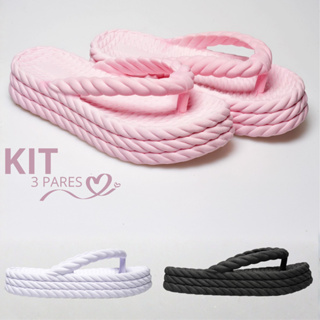 Kit 1,2 e 3 Pares Tamanco 3 Trança Macio Flexivél em Oferta na Shopee