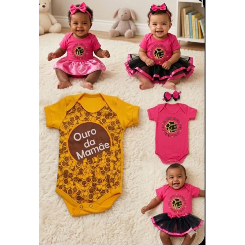 Body Personagem Sonho da Mamãe Bebê Menina Manga Curta em Oferta na Shopee