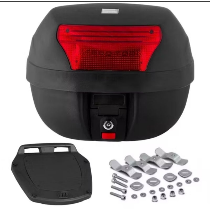 Baú Bauleto 28L Pro Tork Moto C/ Base Reforçado Kit Fixação Qualidade Premium