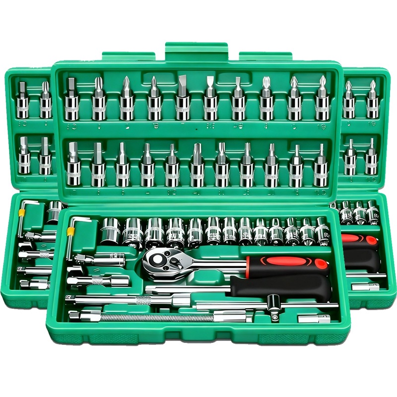 40 Peças / 46 Peças Jogo De Chave Catraca Caixa De Ferramentas Completa Reversível Soquetes Maleta