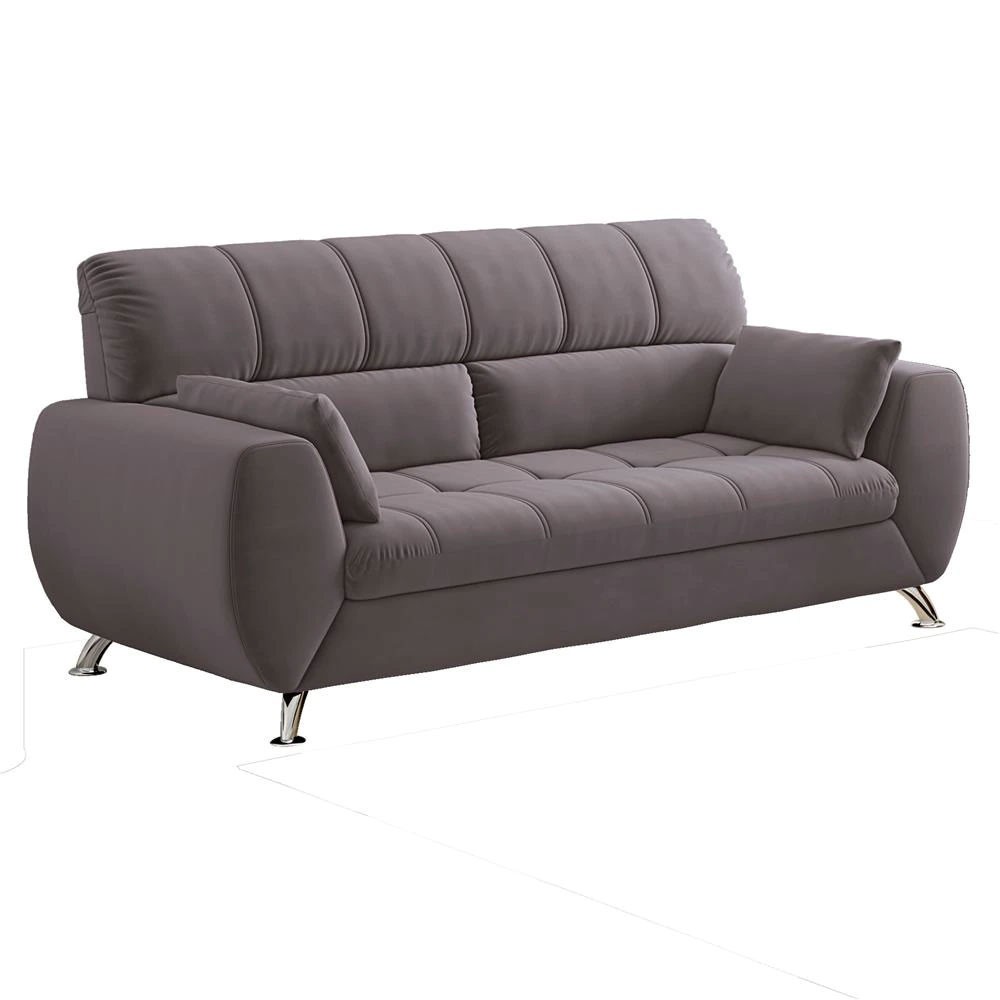 Sofá de 3 Lugares Bélgica com 204cm de Largura e Revestido em Tecido Suede Linoforte