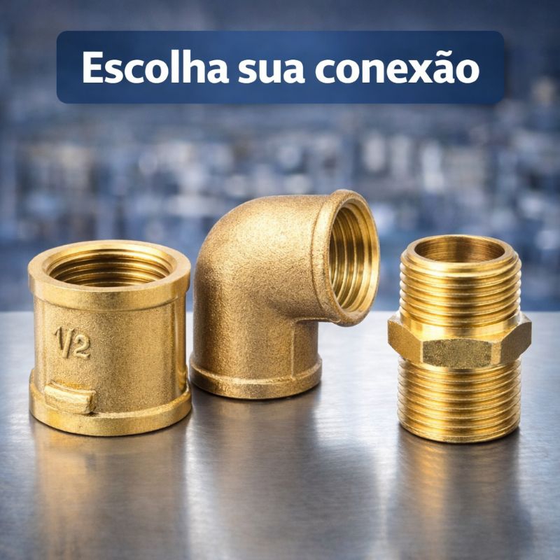 Conexões em Metal Amarelo Cotovelo, Joelho, Nipel e Luva - Podem ser utilizados em ÁGUA e GAZ - Escolha a sua conexão