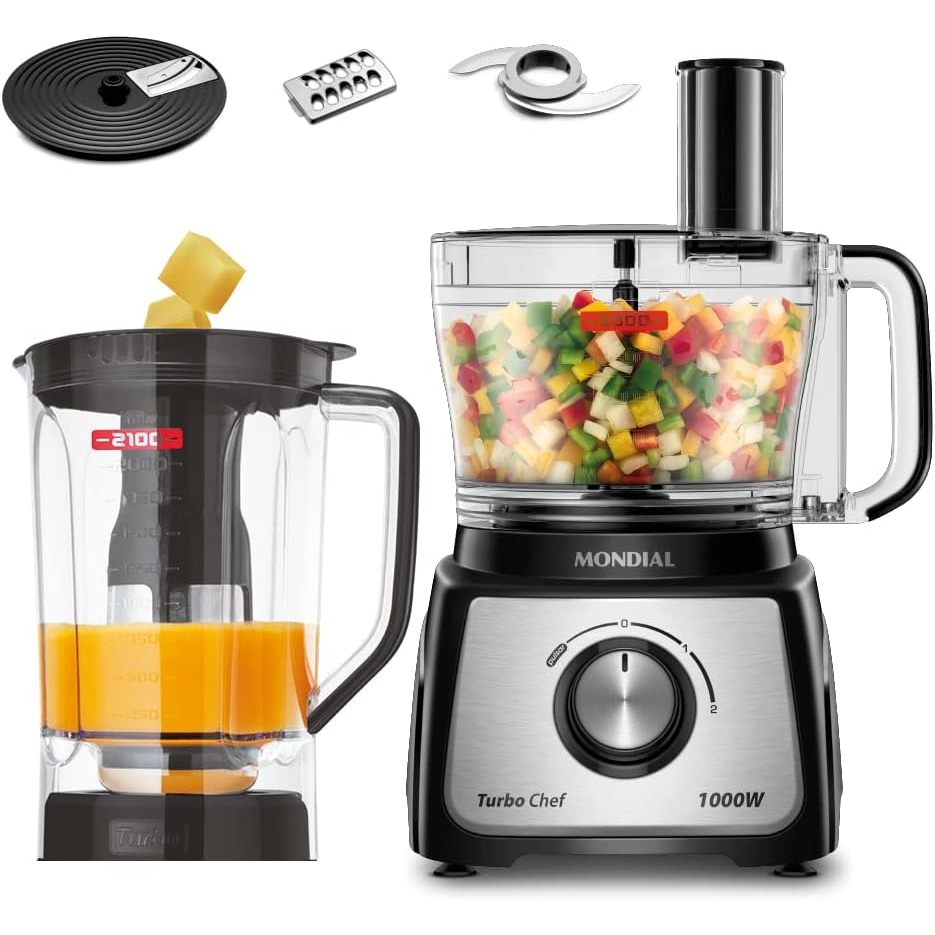 Multiprocessador MONDIAL  Turbo Chef 5 em 1, Preto, 1000W, 220V - MPN-01-B