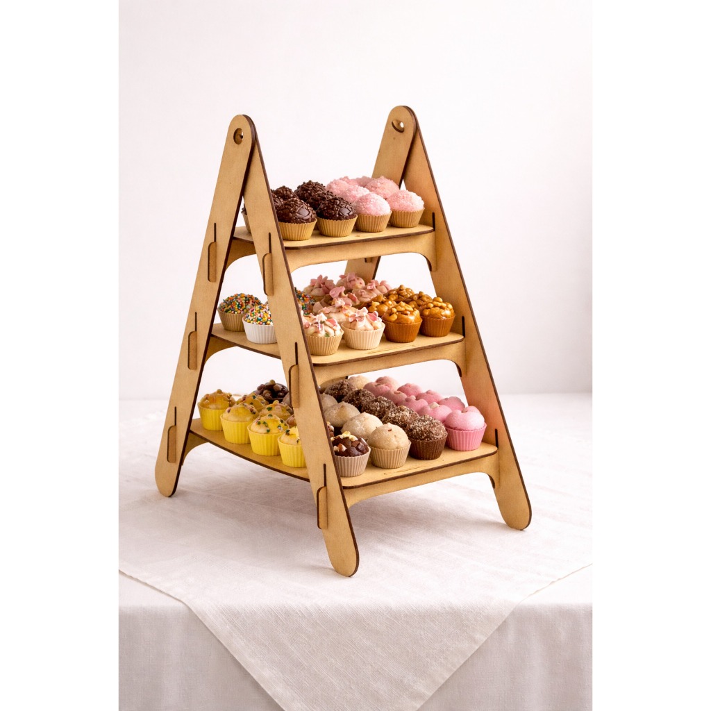 Escadinha De Mesa 3 Andares Decorativa Suporte Doces