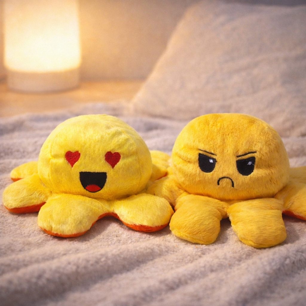 Polvo De Pelúcia Reversível Bipolar Humor Feliz Bravo Triste Brinquedo 2 Em 1 Futebol Copa Do Mundo