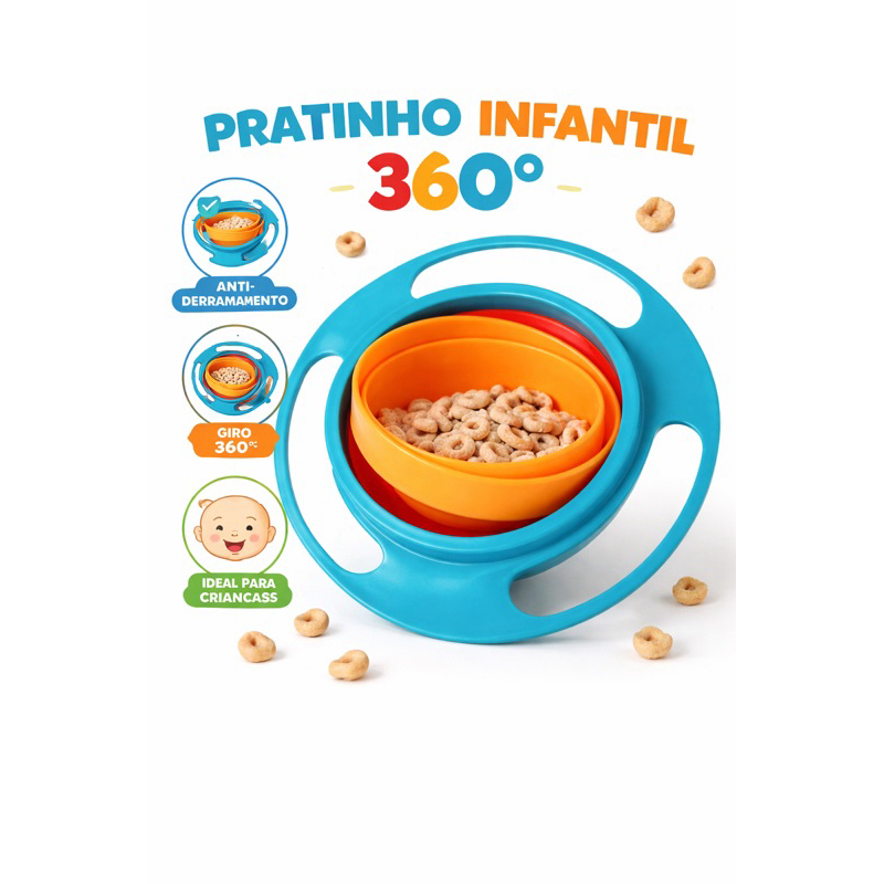 Potinho Pote Prato Mágico Giratório 360° Infantil em Oferta na Shopee