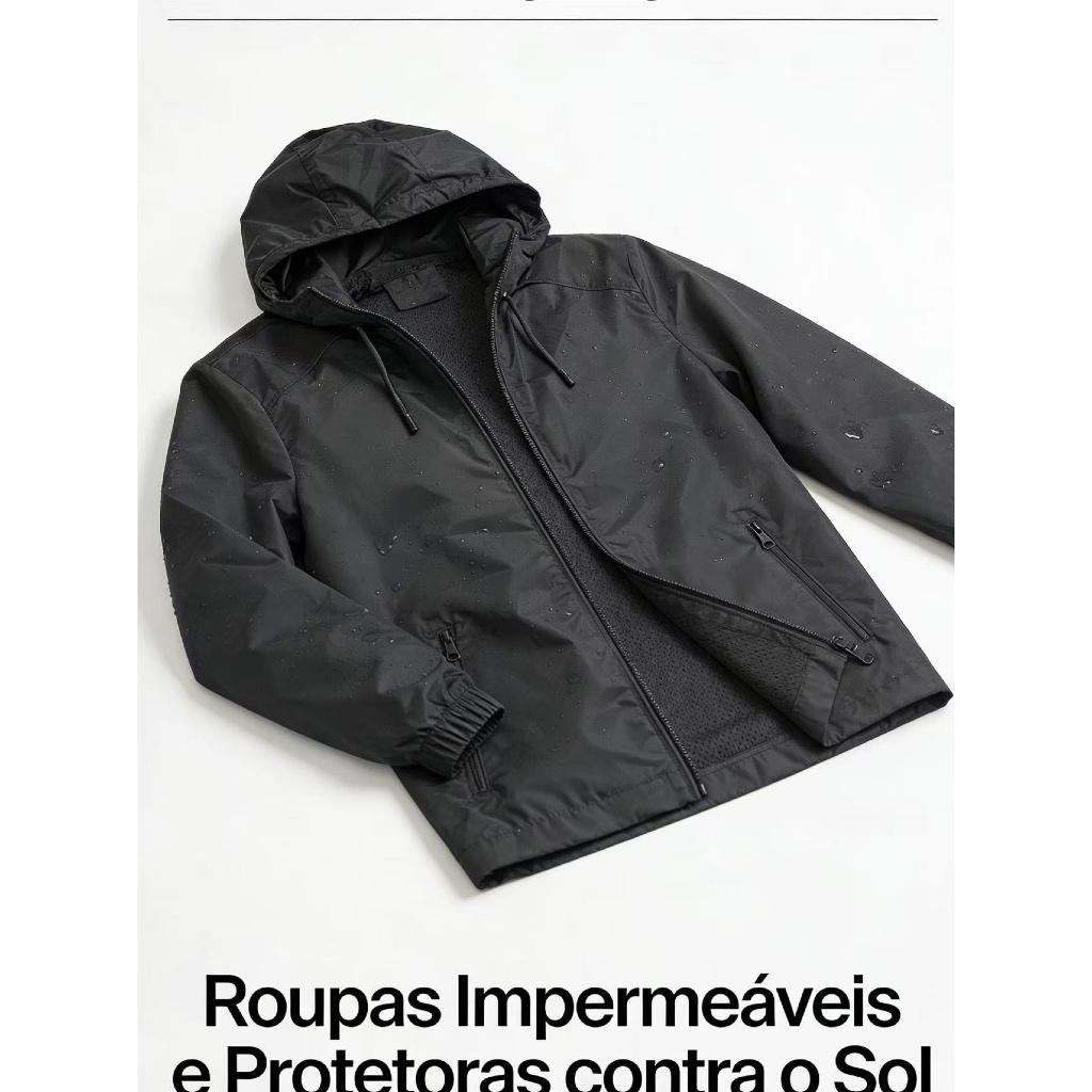 Jaqueta Masculina Impermeável com Capuz Corta-Vento – Importada, Leve, Resistente à Chuva, Ideal para Frio e Vento