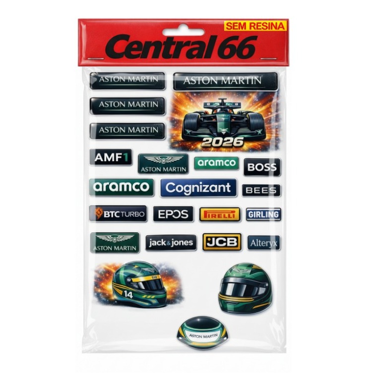 Kit Adesivos F1 2026 Patrocinadores Aston Martin Aramco F1 Team Liso Sem Resina