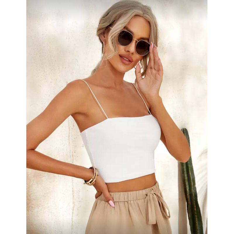 cropped branco canelado