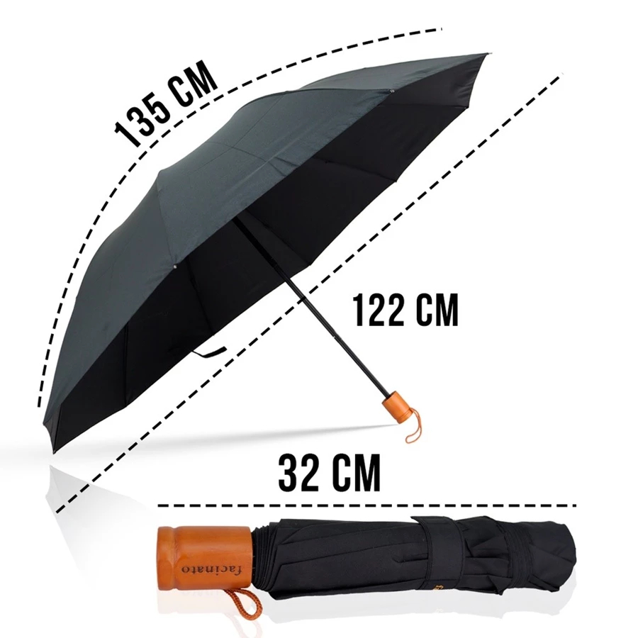 Guarda Chuva Original Grande Contra Vento Cabe Na Bolsa | Manual Cabo Madeira