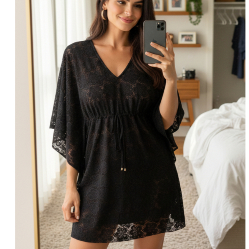 Vestido Luxo Laise Tecido Renda Premium Tendência Verão em Oferta na Shopee