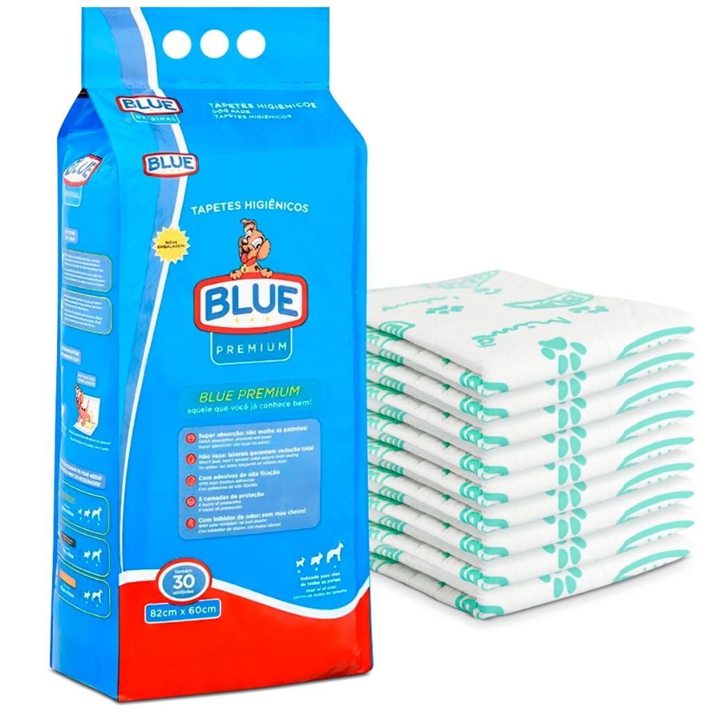 Tapete Higiênico para Cães Blue Premium 80x60cm 30 Unidades - Receba em até 3 horas em Oferta na Shopee