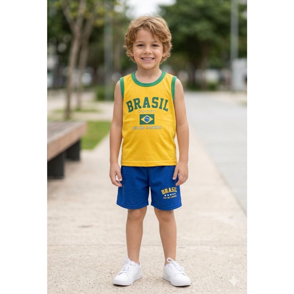 Conjunto do Brasil criança esporte Infantil menino e kit 2 peças