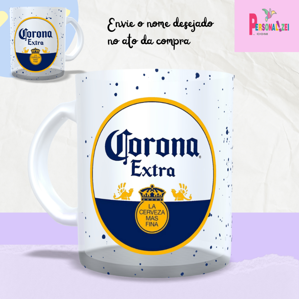 Caneca Vidro Com Nome Caneca Personalizada Corona Presente Caneca Vidro Jateado Caneca Corona