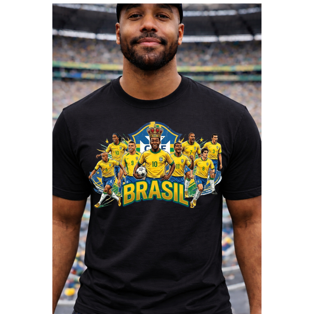 Camiseta Brasil Camisa Copa Lendas Do Futebol 100% Algodão
