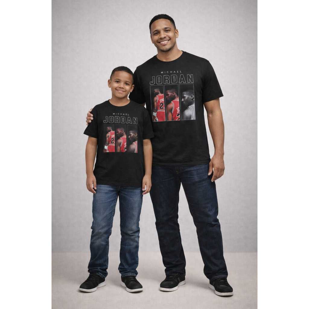 Kit Camiseta Pai e Filho Basquete Lendas do Esporte 100% Algodão