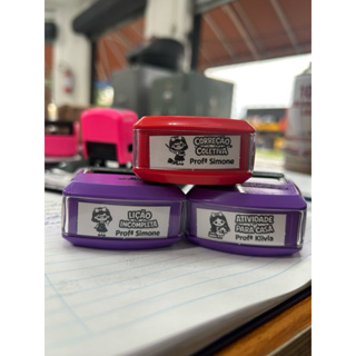 KIT 3 CARIMBOS PERSONALIZADOS - PROFESSOR em Oferta na Shopee