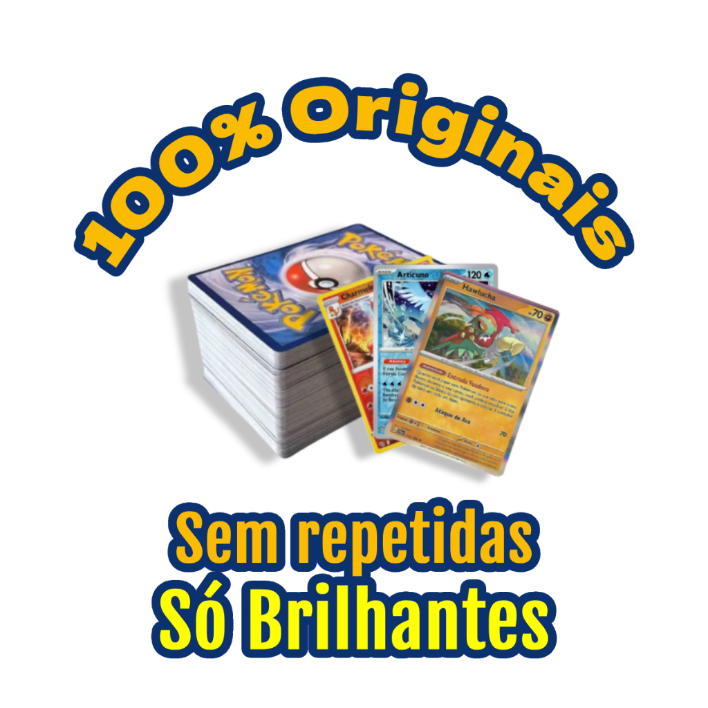 Cartas Pokémon Originais - Só Brilhantes - Kits com 15 ou 30 - Zero Repetidas