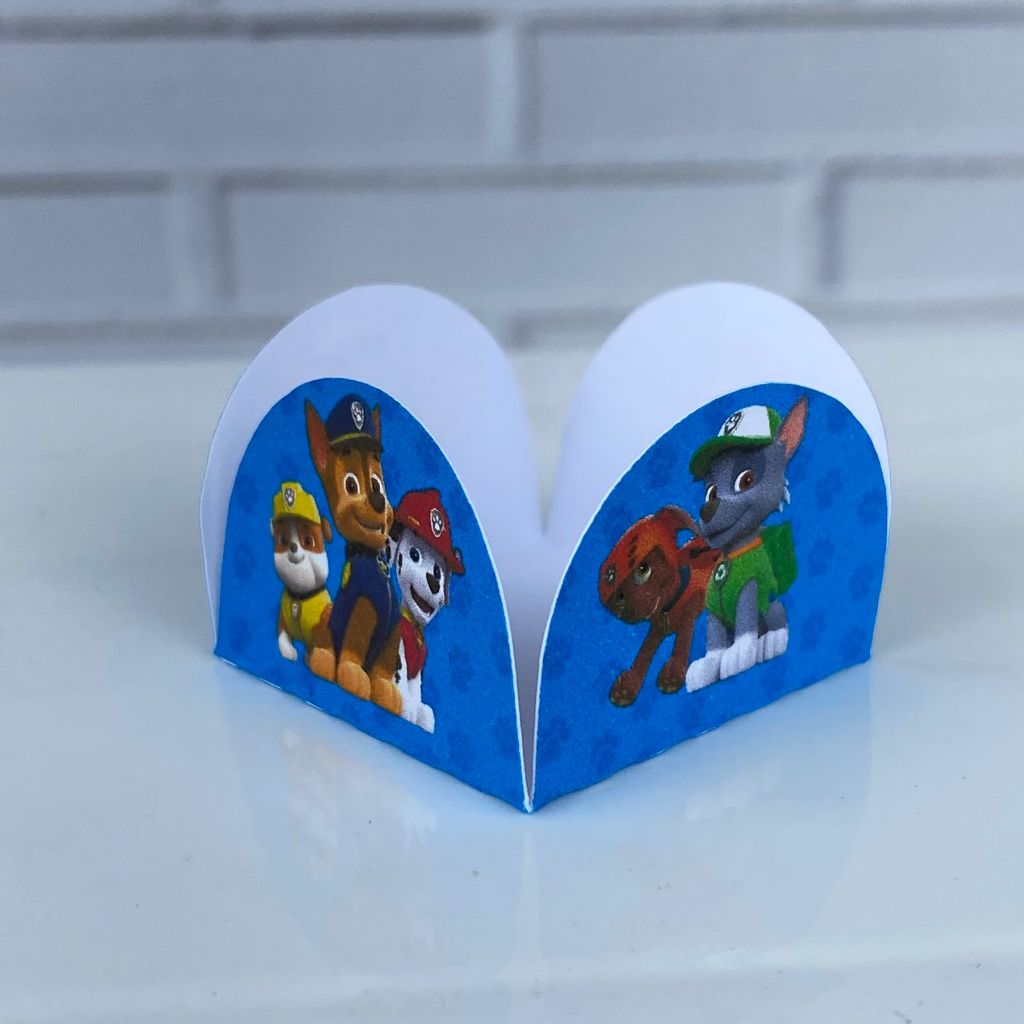 Forminha de docinho Patrulha Canina Azul, Forminha de papel, 4 pétalas brigadeiro aniversário menino
